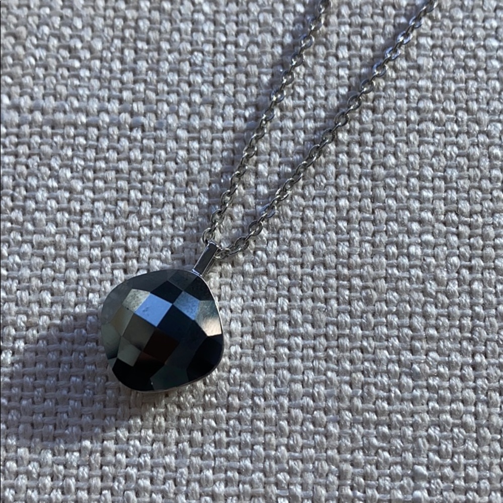 Swarovski Silver Necklace with Black Pendant